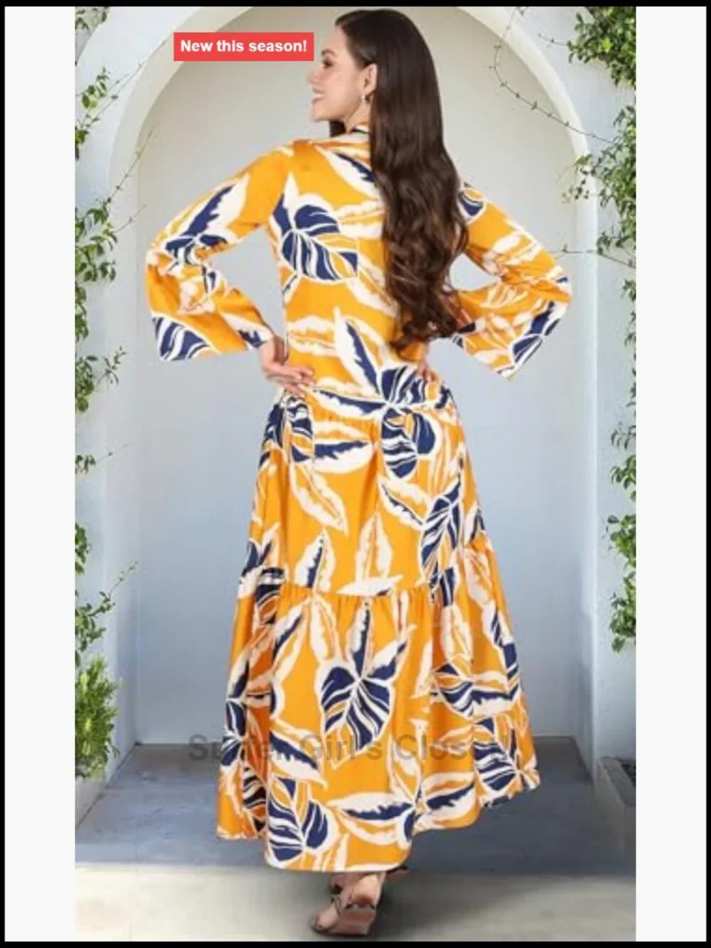 Long Sleeve Floral Flowy Maxi Dress with Pockets Tiered Boho Summer